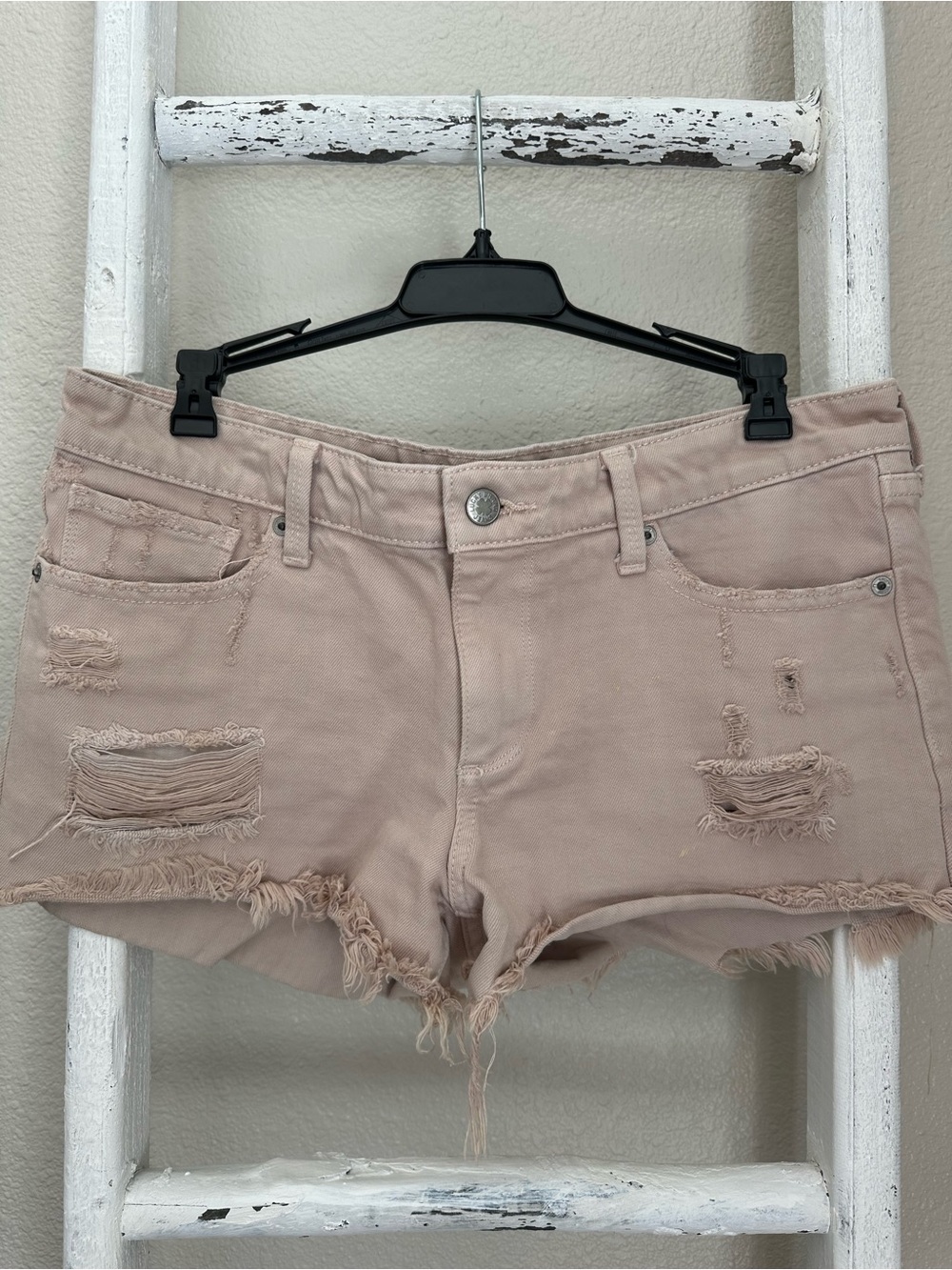 Lucky Brand THE CUT OFF Tan Distressed Denim Shorts Size 8/29